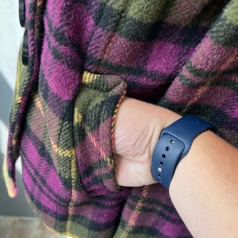 Y2K Aeropostale Wool blend lined plaid double breasted pea coat with pockets - Picture 5 of 12